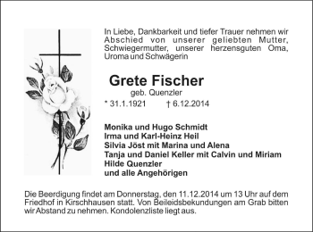 Traueranzeige von Grete Fischer von Starkenburger Echo